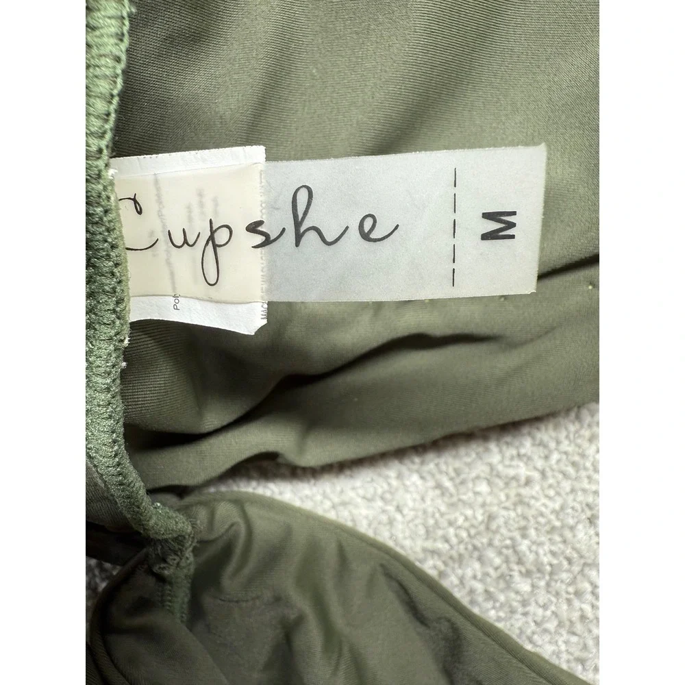 Cupshe Olive Green Lace Up Cutout One Piece‎ Swimsuit Medium